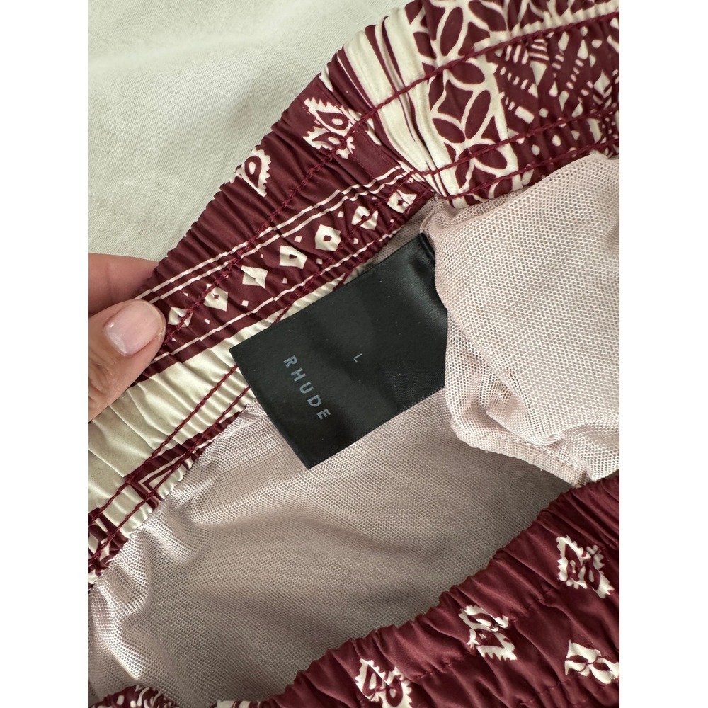 Rhude 2022 Burgundy Bandana Print Swim Trunks Mens Large Shorts - Picture 7 of 8